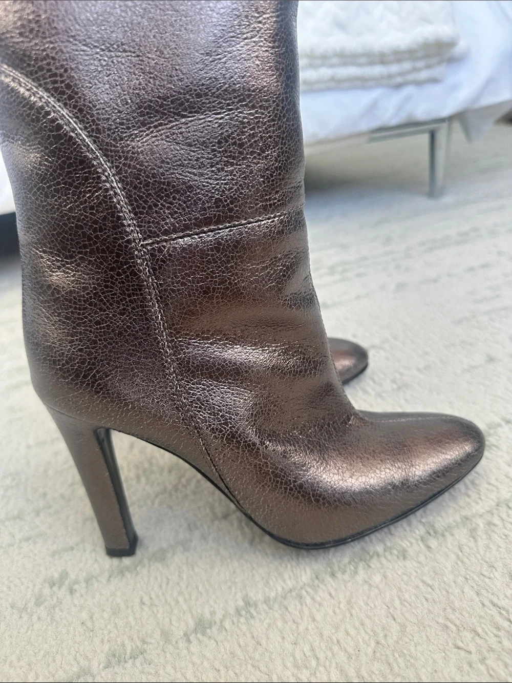Giuseppe Zanotti Metallic Brown Knee-High Leather Stiletto Boots